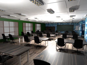 Interno della classe scolastica Modello 3D