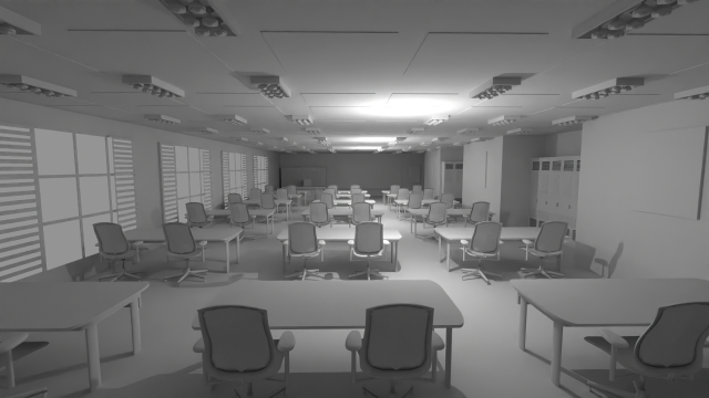 School Class Interior No Material 3D Model .c4d .max .obj .3ds .fbx .stl .blend 
