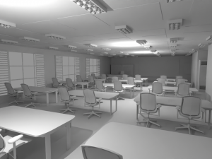School Class Interior No Material 3D Model
