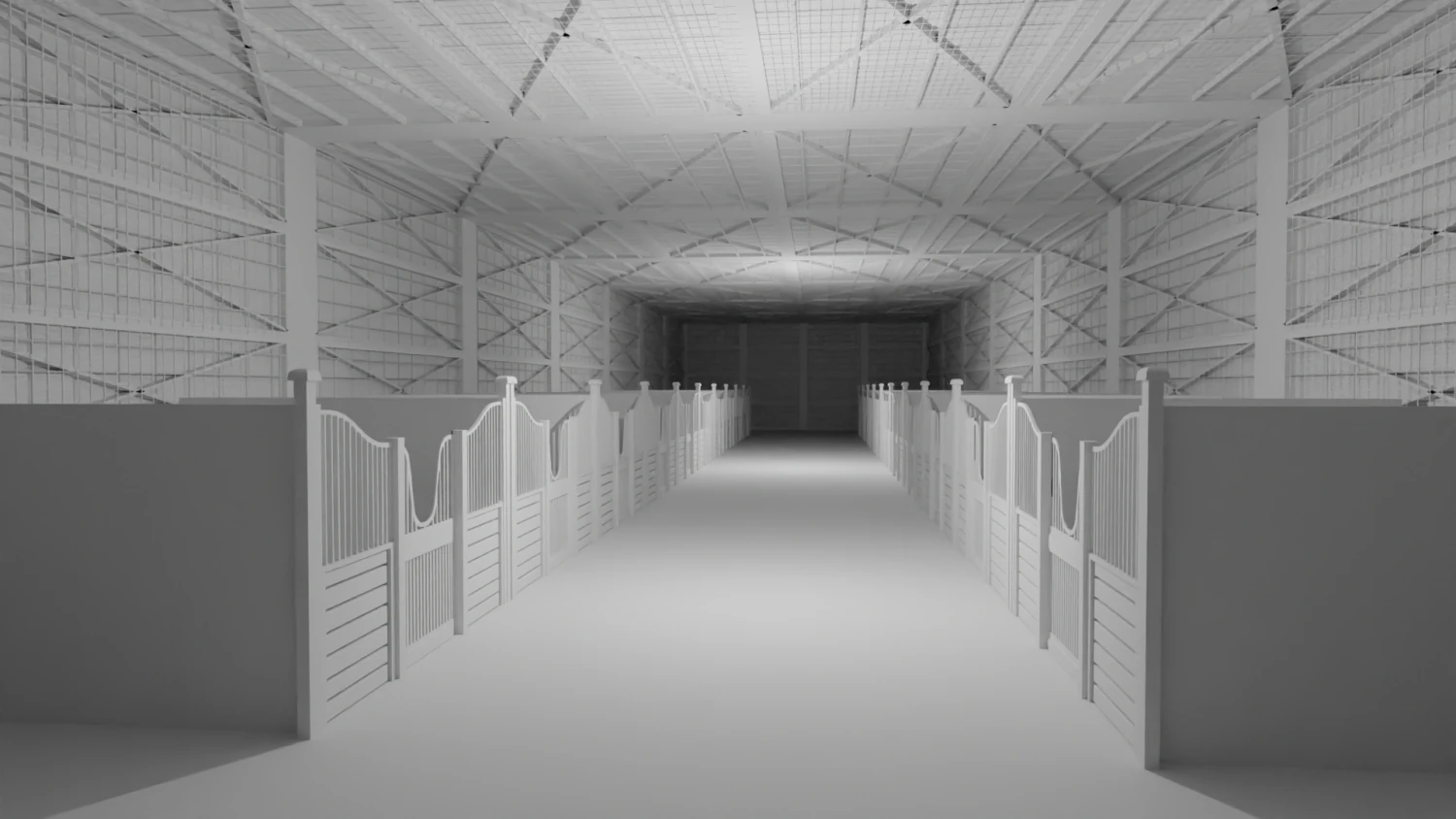 Horse Stable No Material 3D Model .c4d .max .obj .3ds .fbx .stl .blend