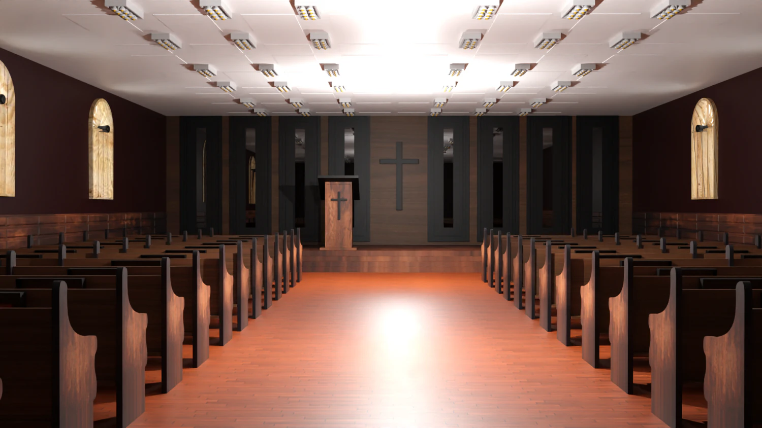 Church Interior 3D Model .c4d .max .obj .3ds .fbx .stl .blend 