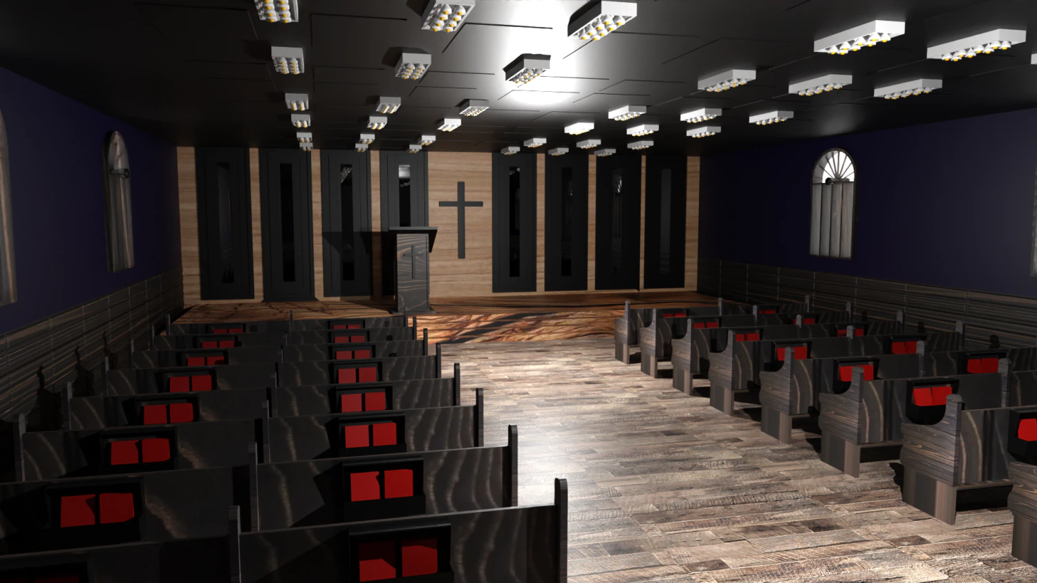 Church Interior 3D Model .c4d .max .obj .3ds .fbx .stl .blend