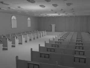 Church Interior No Material 3D Model
