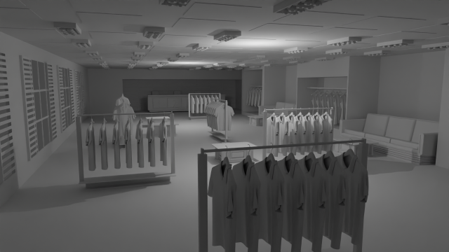 Clothing Store Interior No Material 3D Model .c4d .max .obj .3ds .fbx .stl .blend 