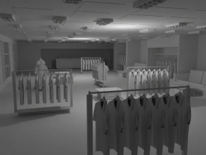 Interno del negozio di abbigliamento senza materiale Modello 3D