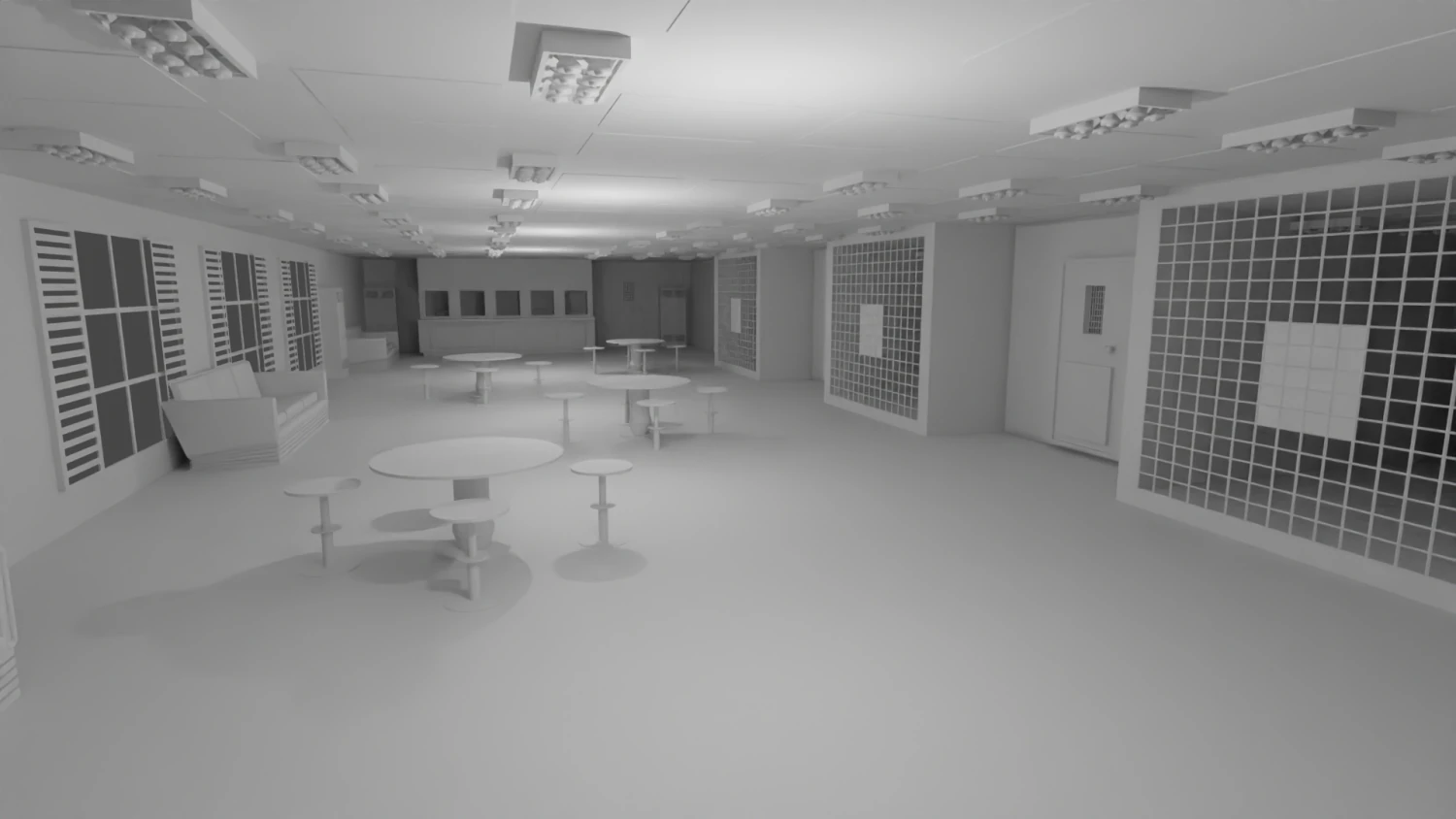 Prison Interior No Material 3D Model .c4d .max .obj .3ds .fbx .stl .blend