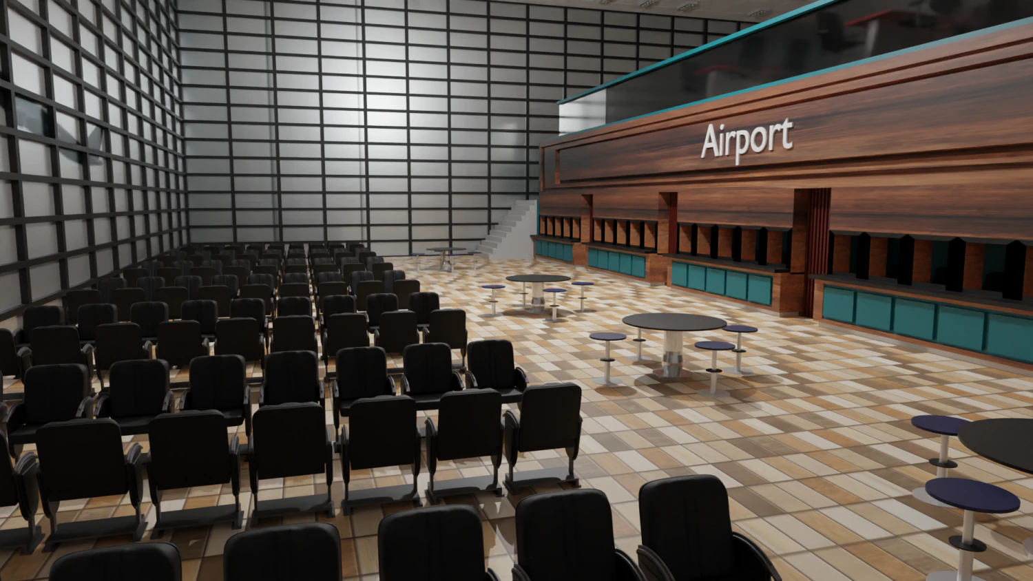 Airport Departures Lounge 3D Model .c4d .max .obj .3ds .fbx .stl .blend
