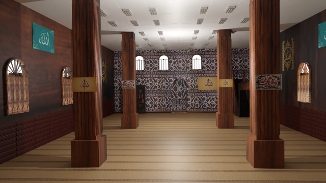 Mosque Interior 3D Model .c4d .max .obj .3ds .fbx .stl .blend 