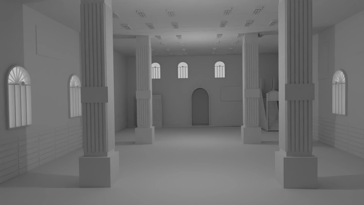 Mosque Interior No Material 3D Model .c4d .max .obj .3ds .fbx .stl .blend 