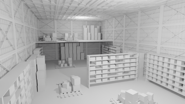 Warehouse Interior No Material 3D Model .c4d .max .obj .3ds .fbx .stl .blend 
