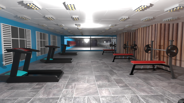 Fitness hall - sports equipment 3D Модель .c4d .max .obj .3ds .fbx .stl .blend 