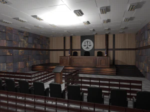 Court Room Interior 3D Model