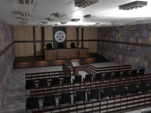 Court Room Interior 3D Model