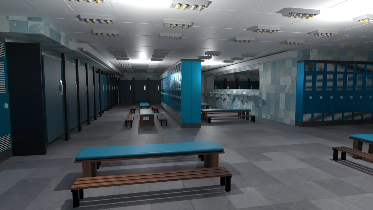 Modern Gym Locker Room 3D Model .c4d .max .obj .3ds .fbx .stl .blend 