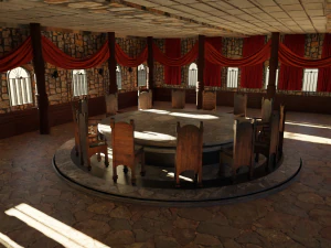 Sal&atilde;o do Conselho - Mesa Redonda Modelo 3D