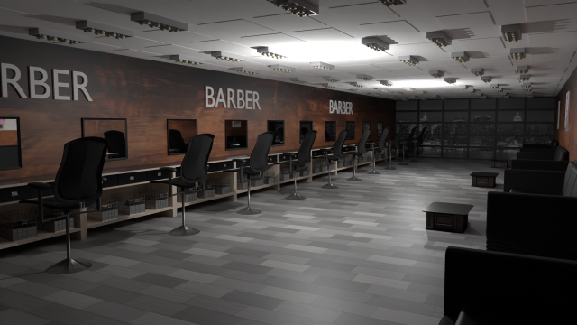 BarberShop Interior 3D Model .c4d .max .obj .3ds .fbx .stl .blend 