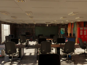 School Computer Classroom 3D Model