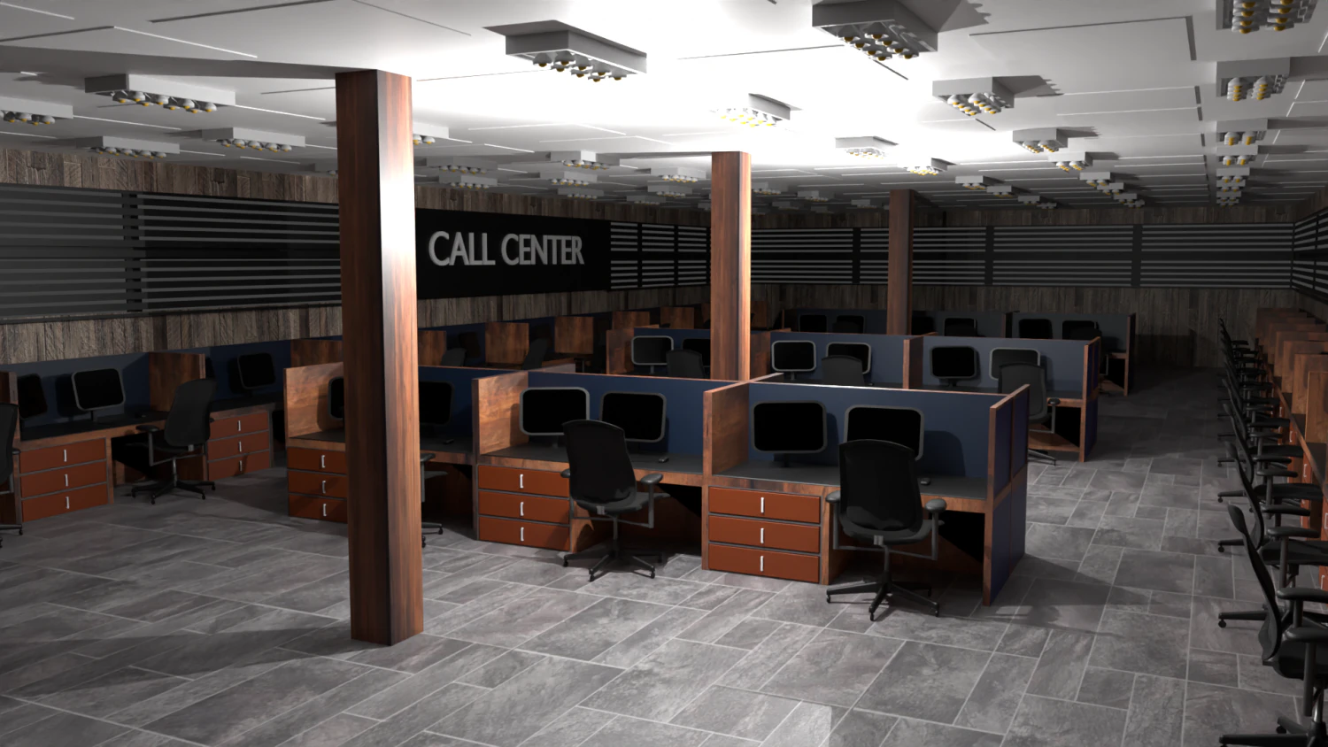 Call Center Interior 3D Model .c4d .max .obj .3ds .fbx .stl .blend 