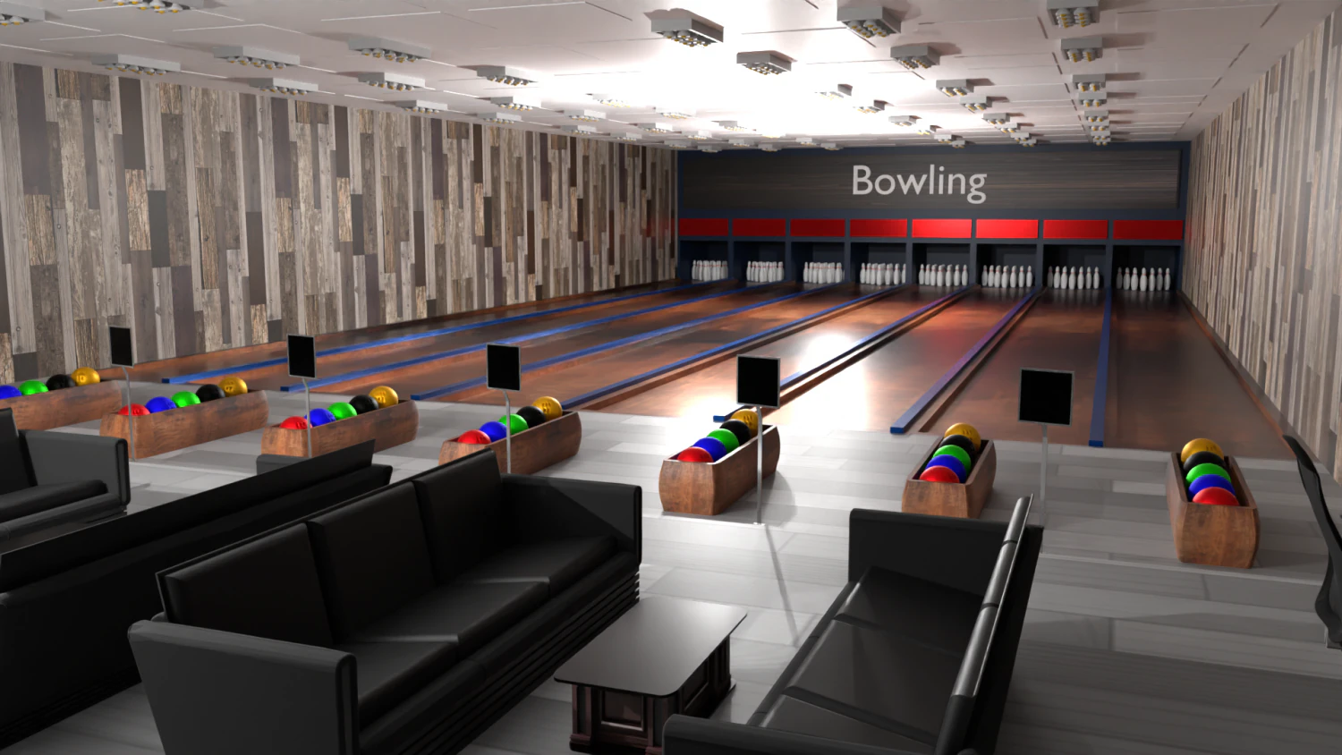 Bowling Alley 3D Model .c4d .max .obj .3ds .fbx .stl .blend