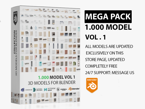 MEGA PACK - 1000 Models furniture 3D 模型
