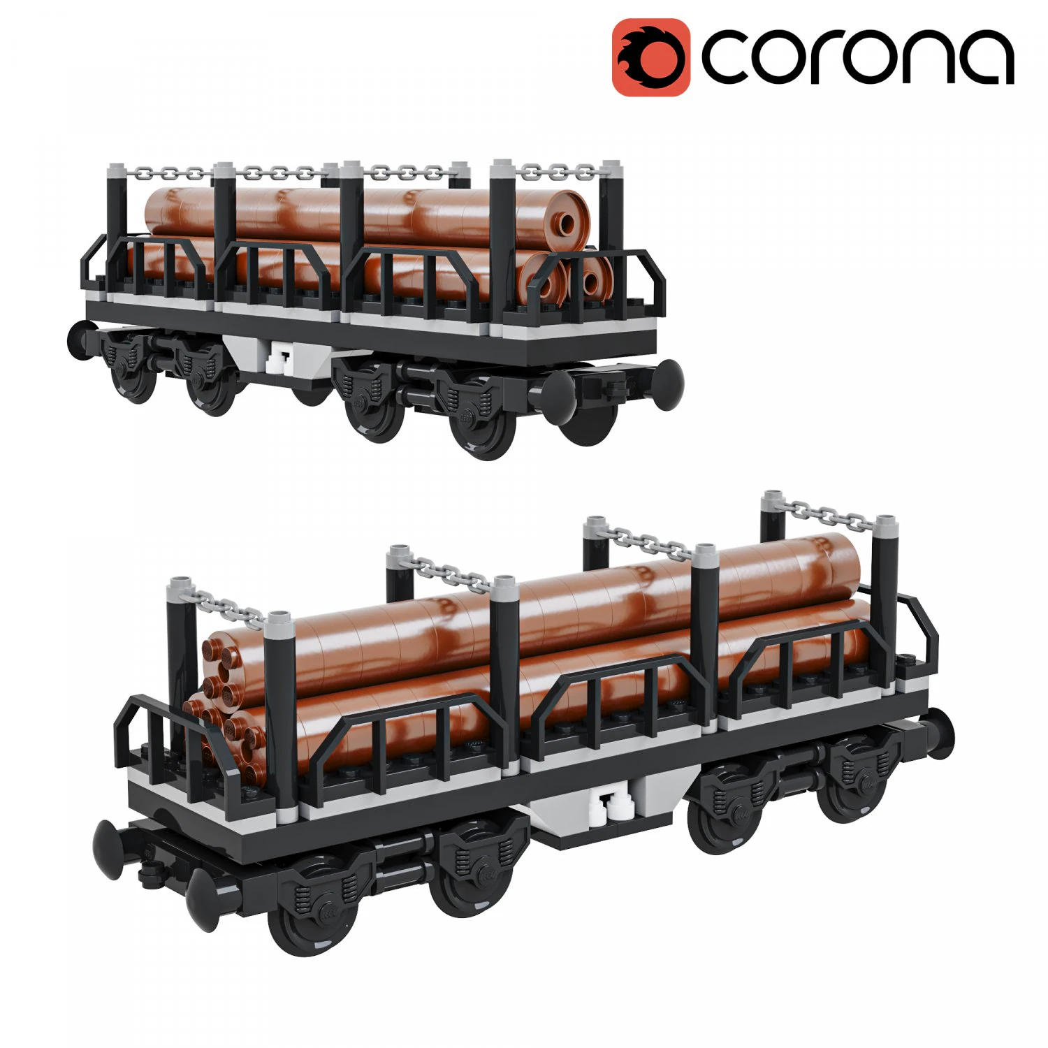 Train Cargo Tree Lego 3D Model .c4d .max .obj .3ds .fbx .stl .blend 