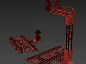 Lego train construction traffic lights 3D Модель