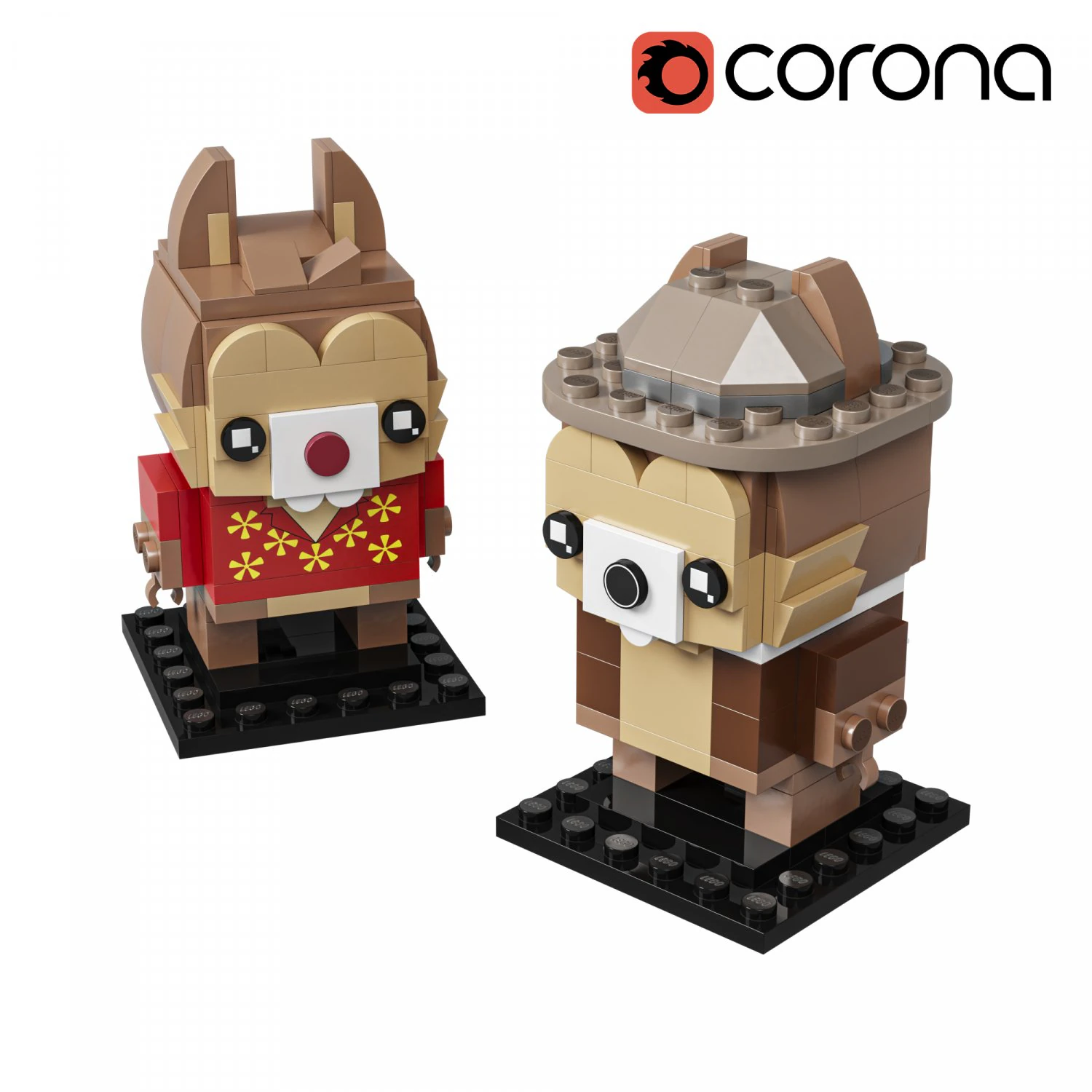 Lego Chip and Dale 3D Model .c4d .max .obj .3ds .fbx .stl .blend 