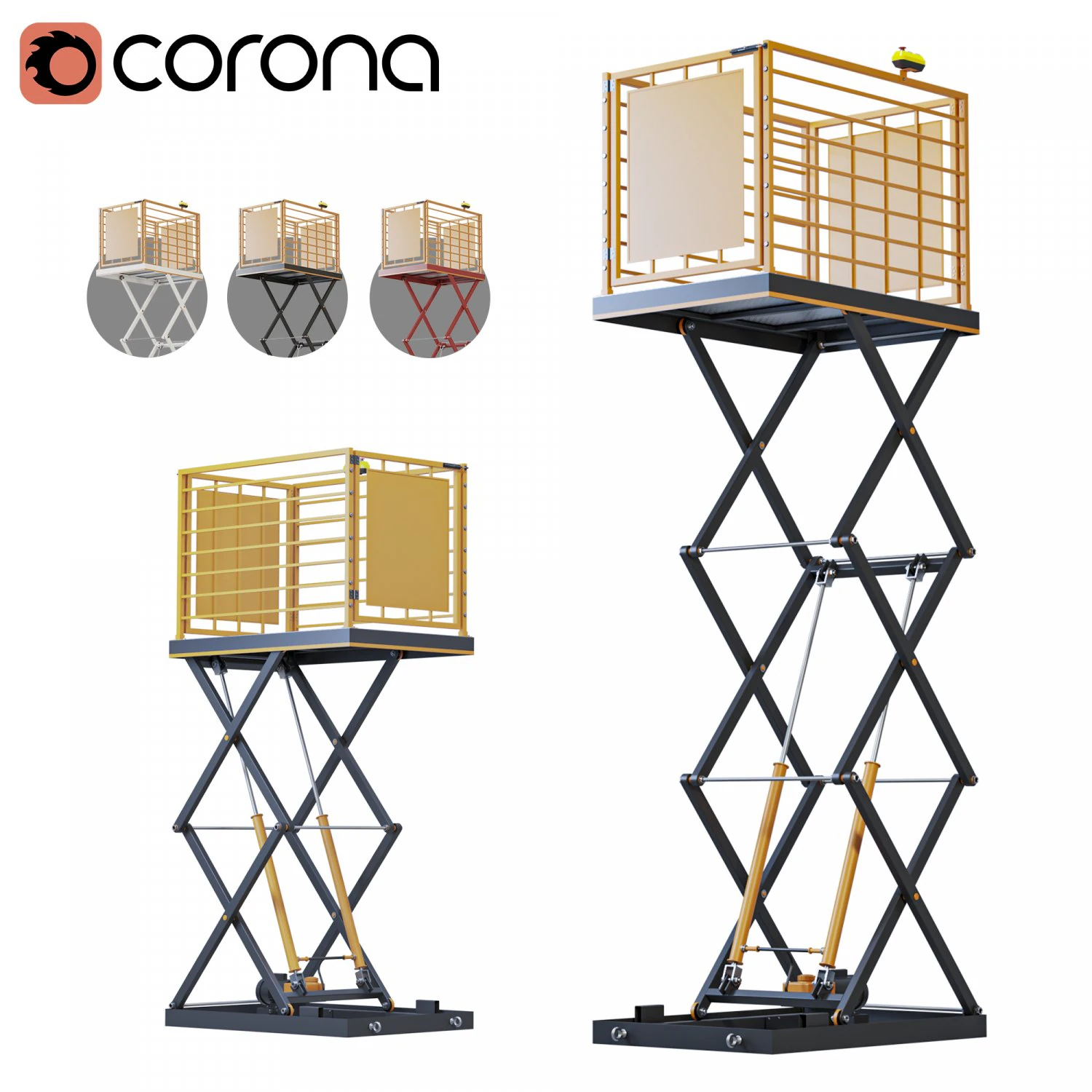 Hydraulic lift 3D Model .c4d .max .obj .3ds .fbx .stl .blend 