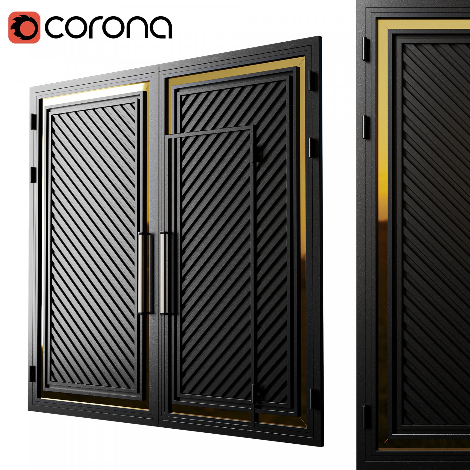 Port&atilde;o preto loft premium 01 Modelo 3D .c4d .max .obj .3ds .fbx .stl .blend 