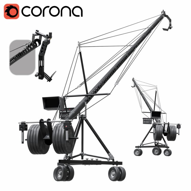 Cinema Crane Camera Silver 3D Модель .c4d .max .obj .3ds .fbx .stl .blend 