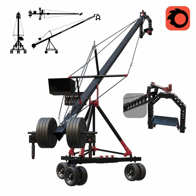 Crane camera red Modello 3D .c4d .max .obj .3ds .fbx .stl .blend 