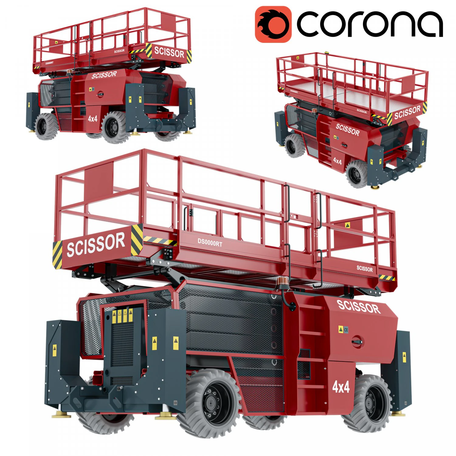 Scissor lift DS0000RT 3D Model .c4d .max .obj .3ds .fbx .stl .blend 