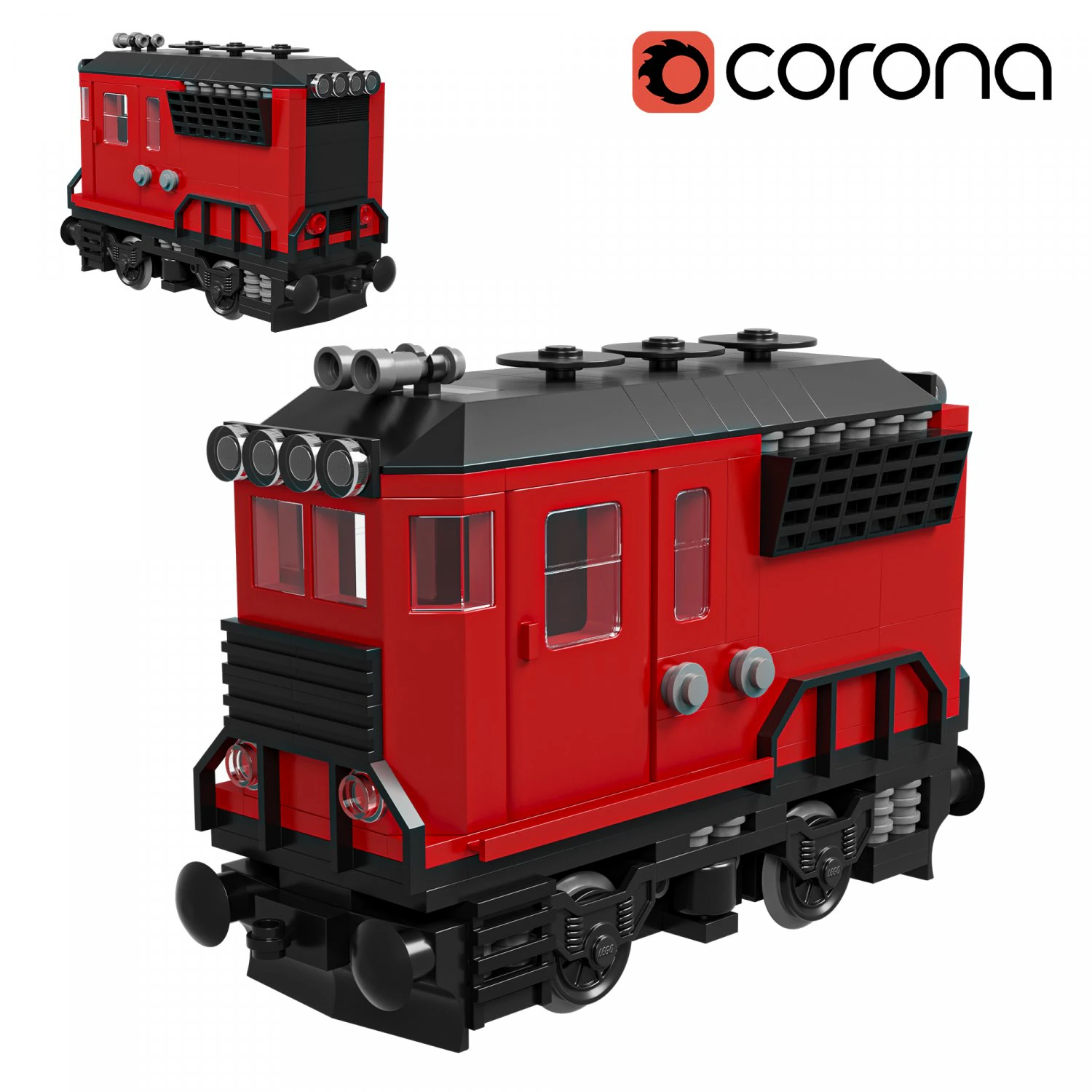 Train Mini Diesel-Electric Extinguisher Class A 3D Model .c4d .max .obj .3ds .fbx .stl .blend 