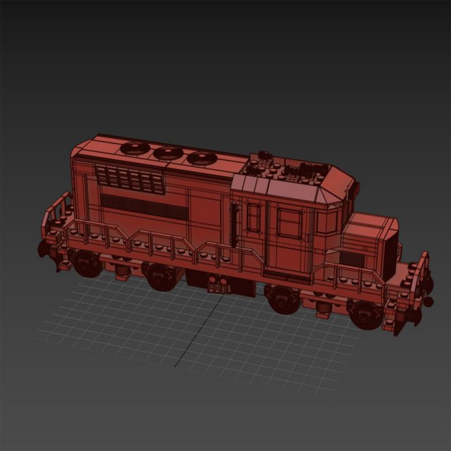 Train Lego Locomotive red 3D in 3DExport