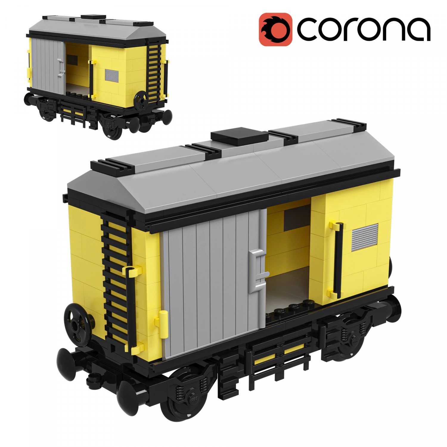 Lego Small Freight Wagon 3D Model .c4d .max .obj .3ds .fbx .stl .blend 