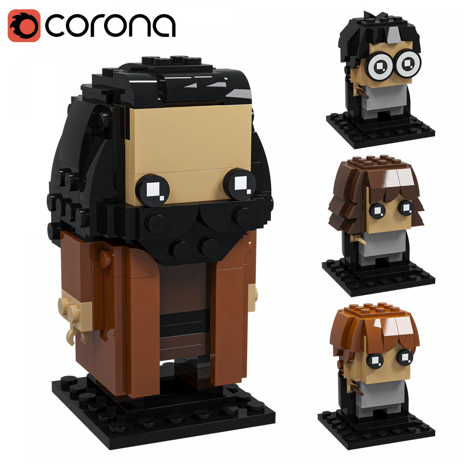 Lego Hagrid Garri Germiona Ron 3D Model .c4d .max .obj .3ds .fbx .stl .blend 