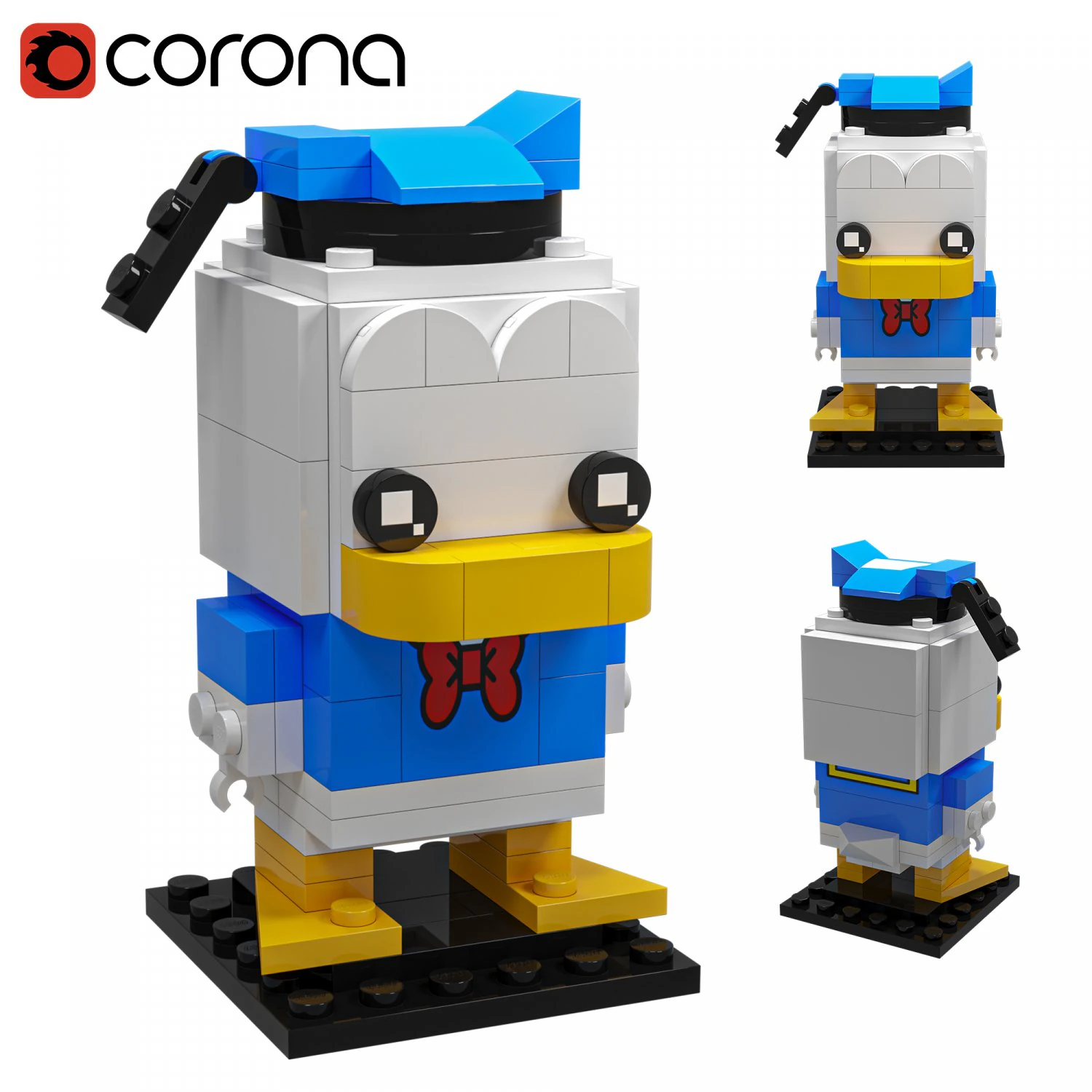 Lego Donald Duck 3D Model .c4d .max .obj .3ds .fbx .stl .blend 
