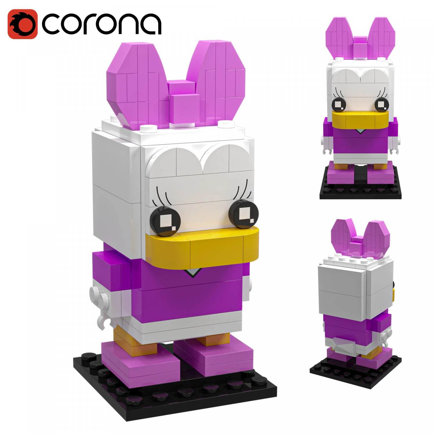 Lego Daisy Duck 3D Model .c4d .max .obj .3ds .fbx .stl .blend 