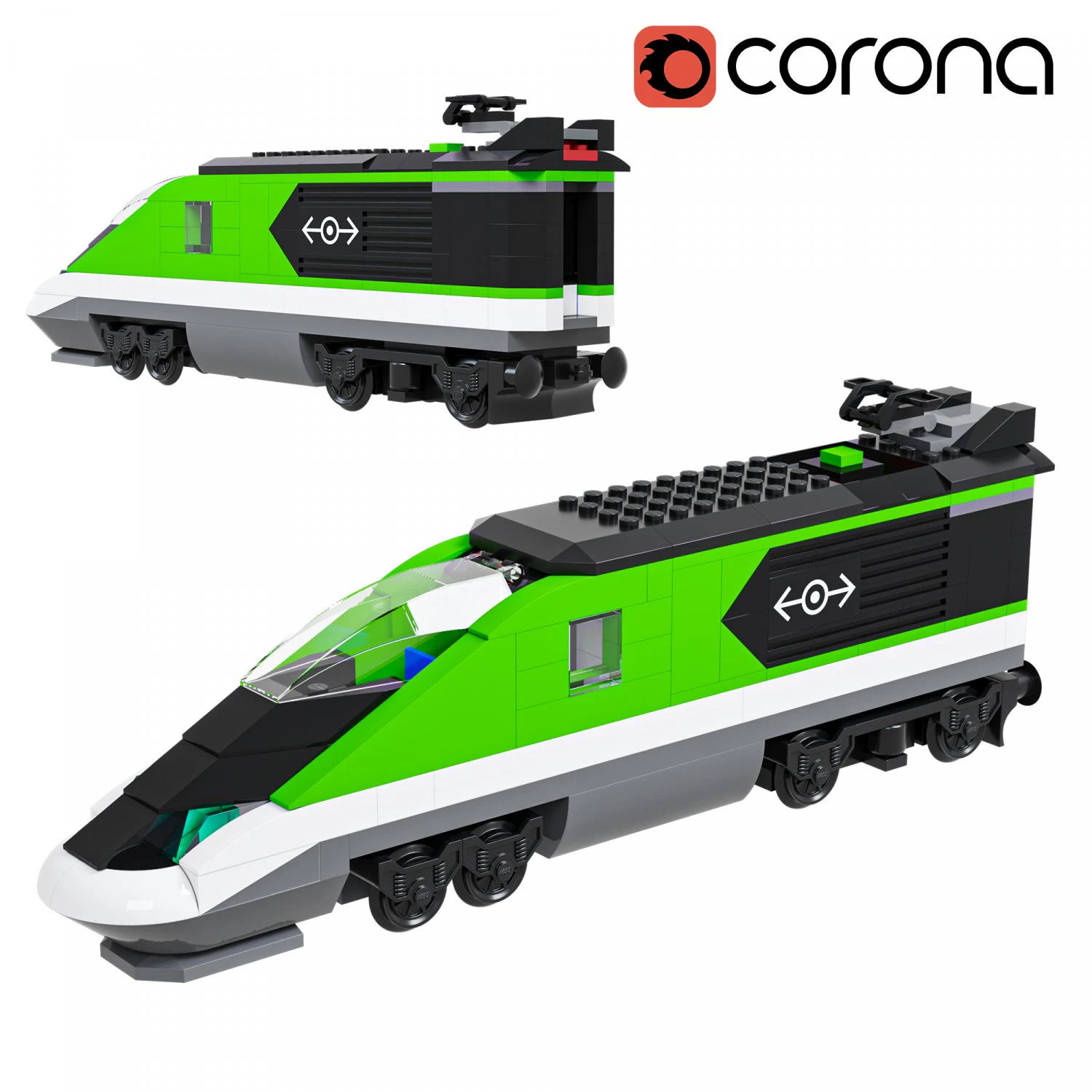 Lego Express Passenger Train 3D Model .c4d .max .obj .3ds .fbx .stl .blend 