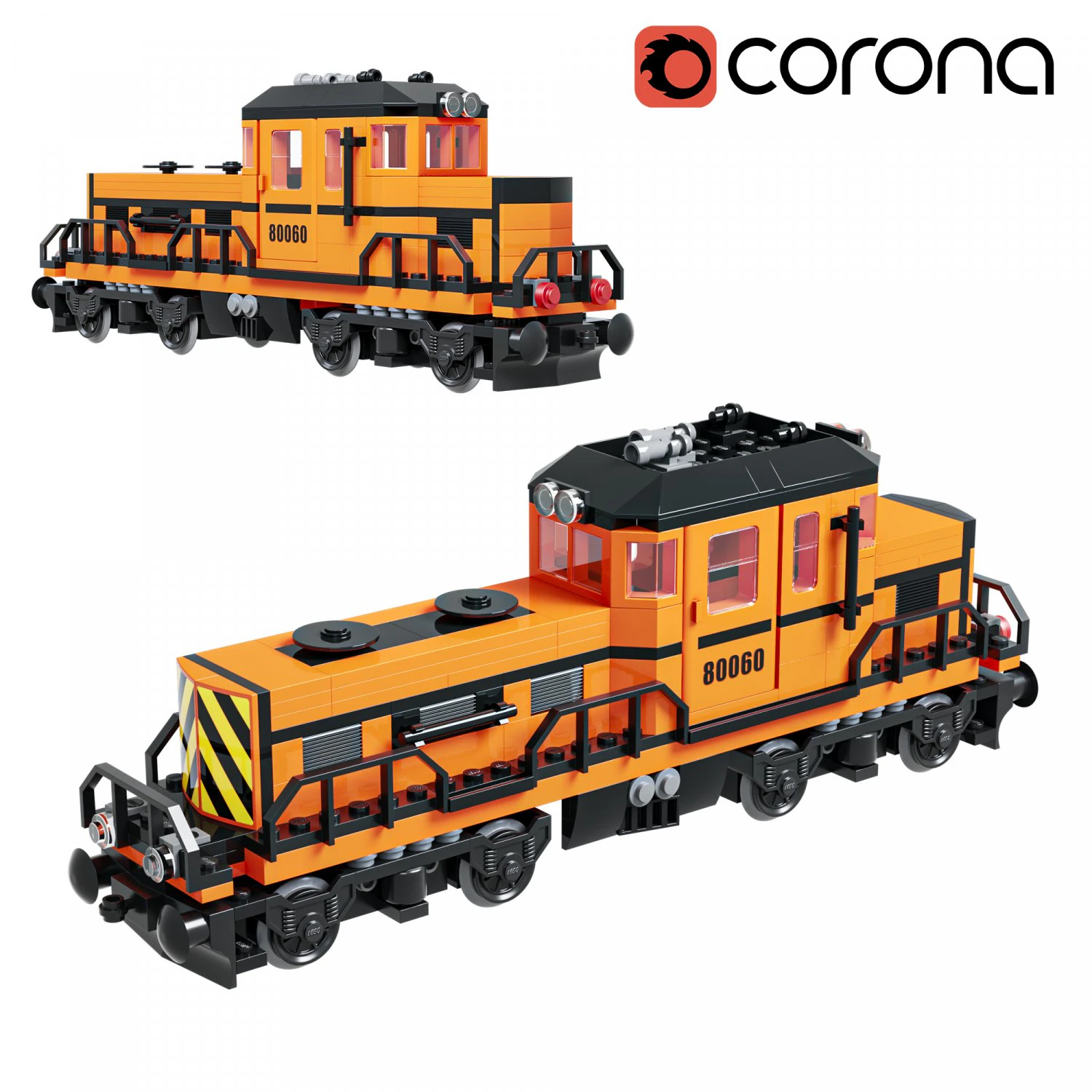 Train Lego Locomotive 80060 3D Model .c4d .max .obj .3ds .fbx .stl .blend 