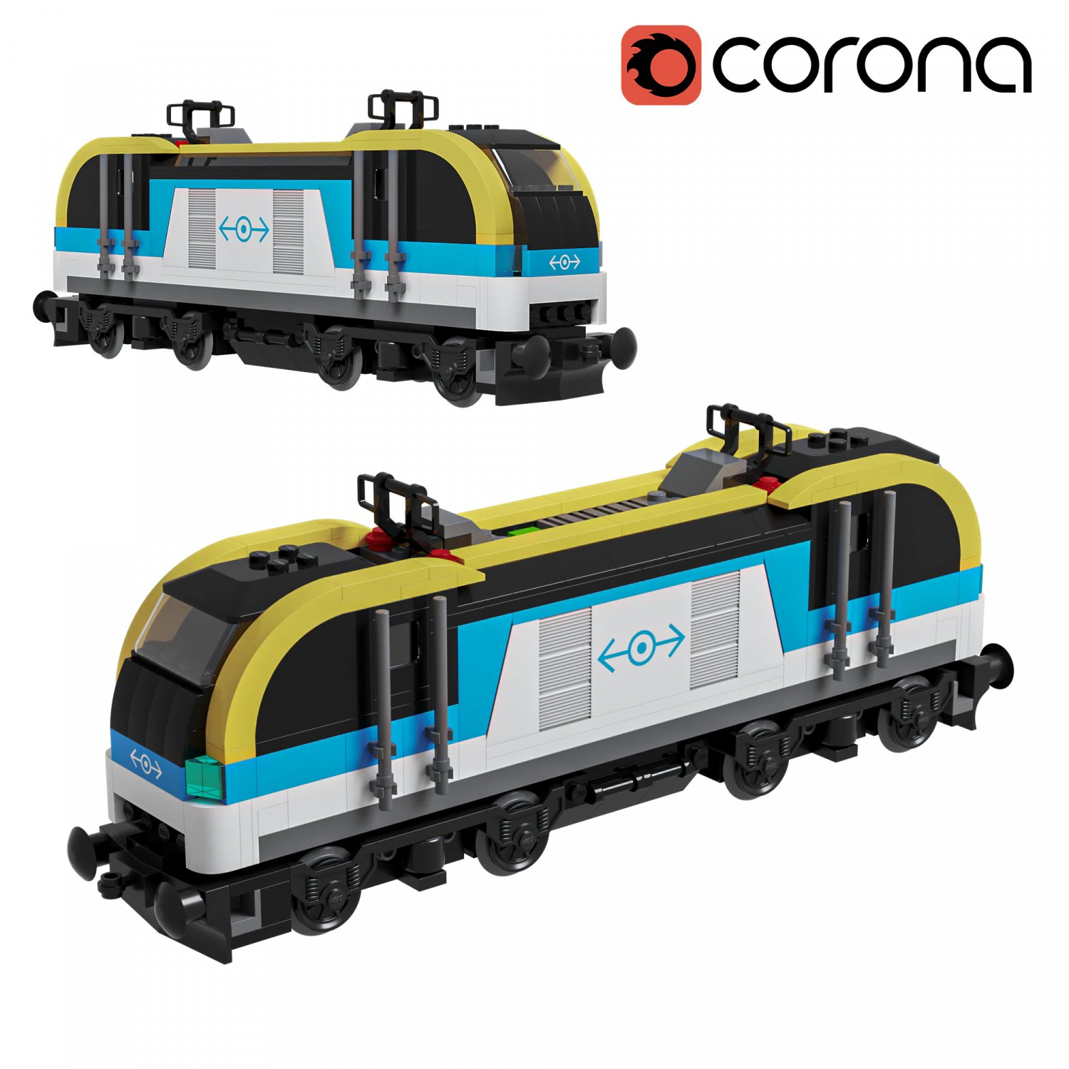 60336 Freight Train 3D Model .c4d .max .obj .3ds .fbx .stl .blend 