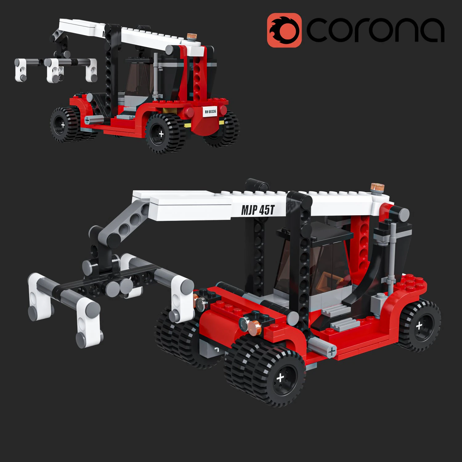 Lego 60336 Forklift truck 3D Model .c4d .max .obj .3ds .fbx .stl .blend
