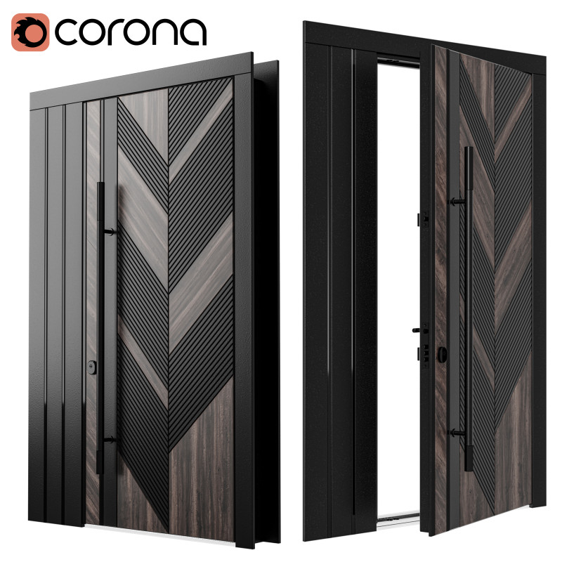 Enterance door set 001 3D Model .c4d .max .obj .3ds .fbx .stl .blend 