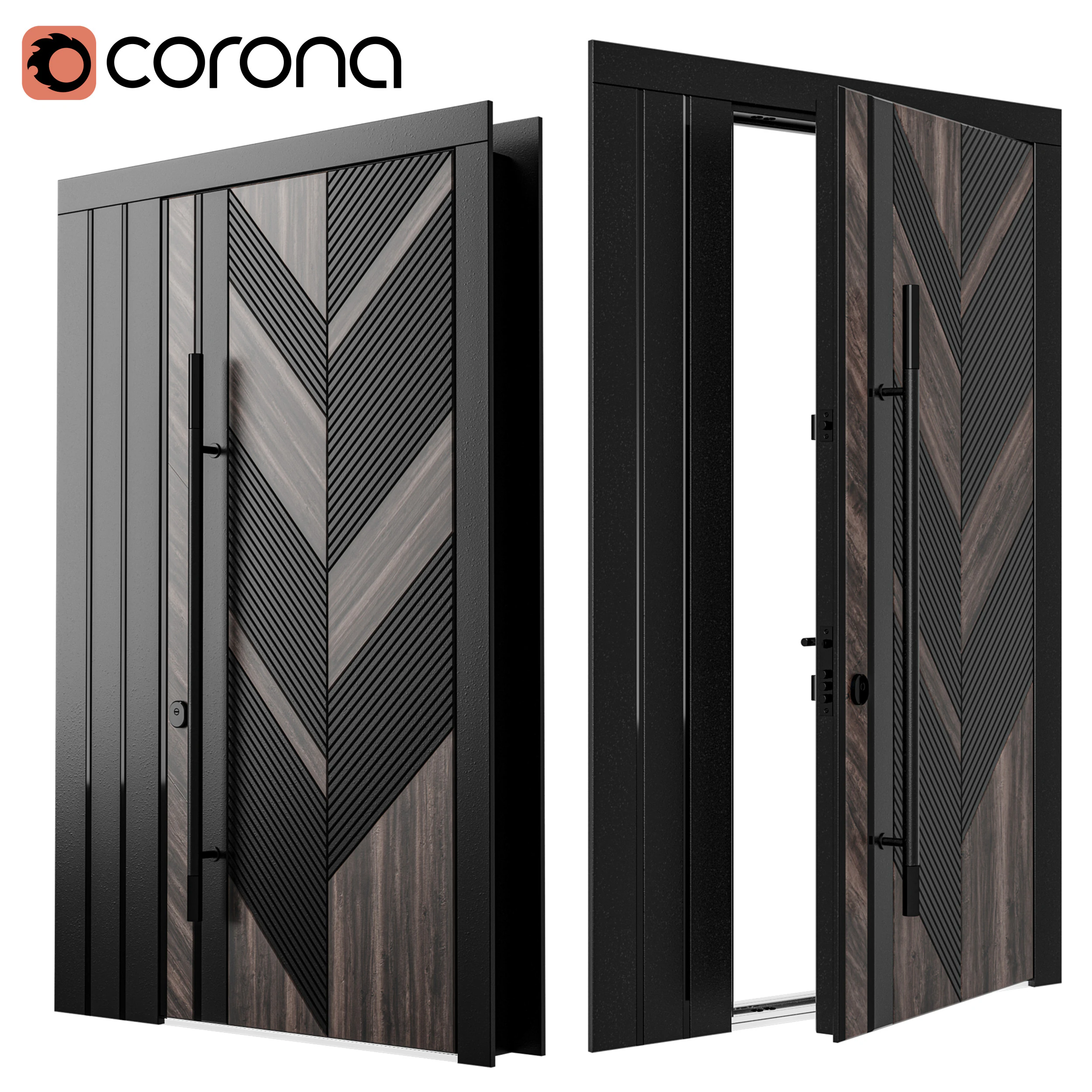 Enterance door set 001 3D Model .c4d .max .obj .3ds .fbx .stl .blend 