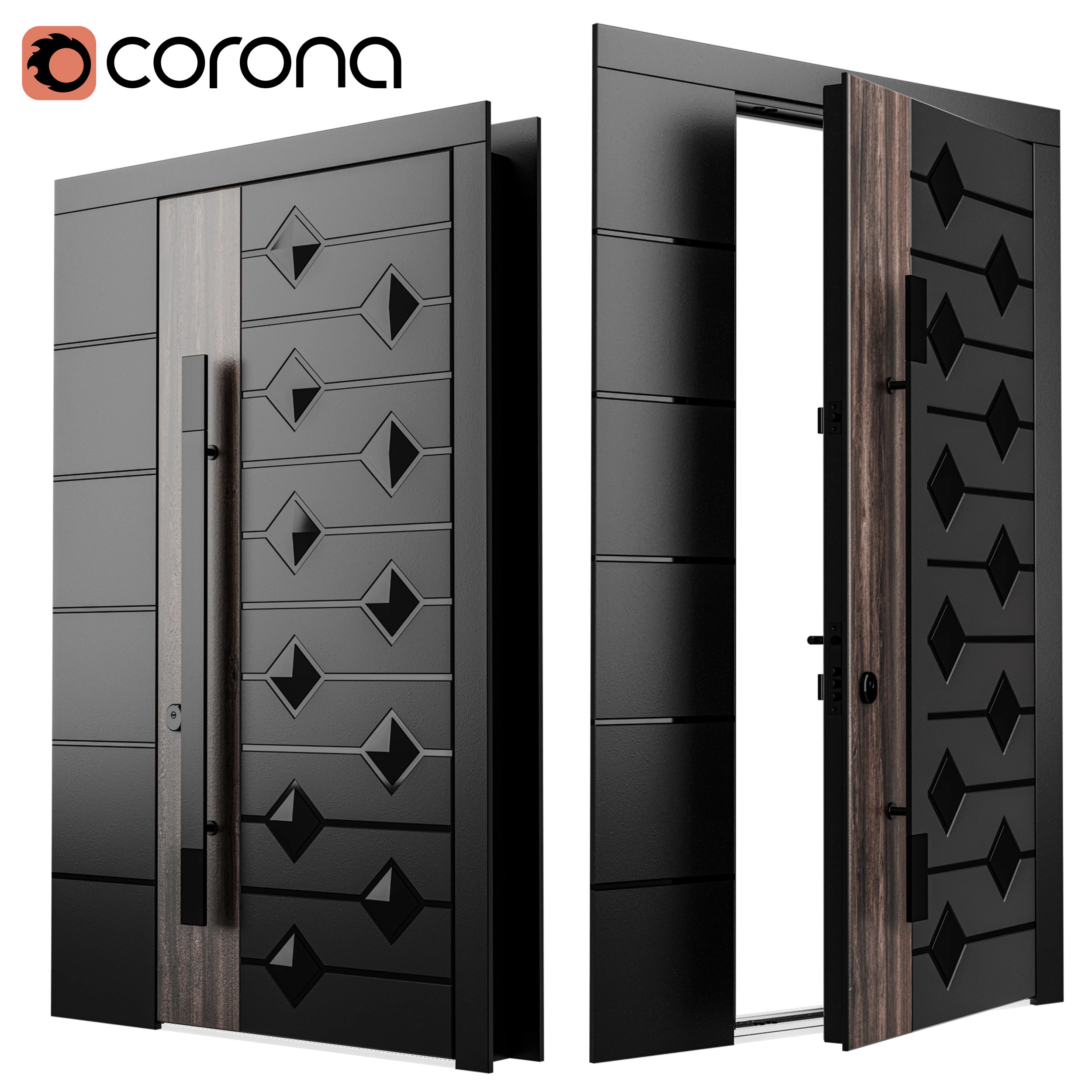 Enterance door set 002 3D Model .c4d .max .obj .3ds .fbx .stl .blend