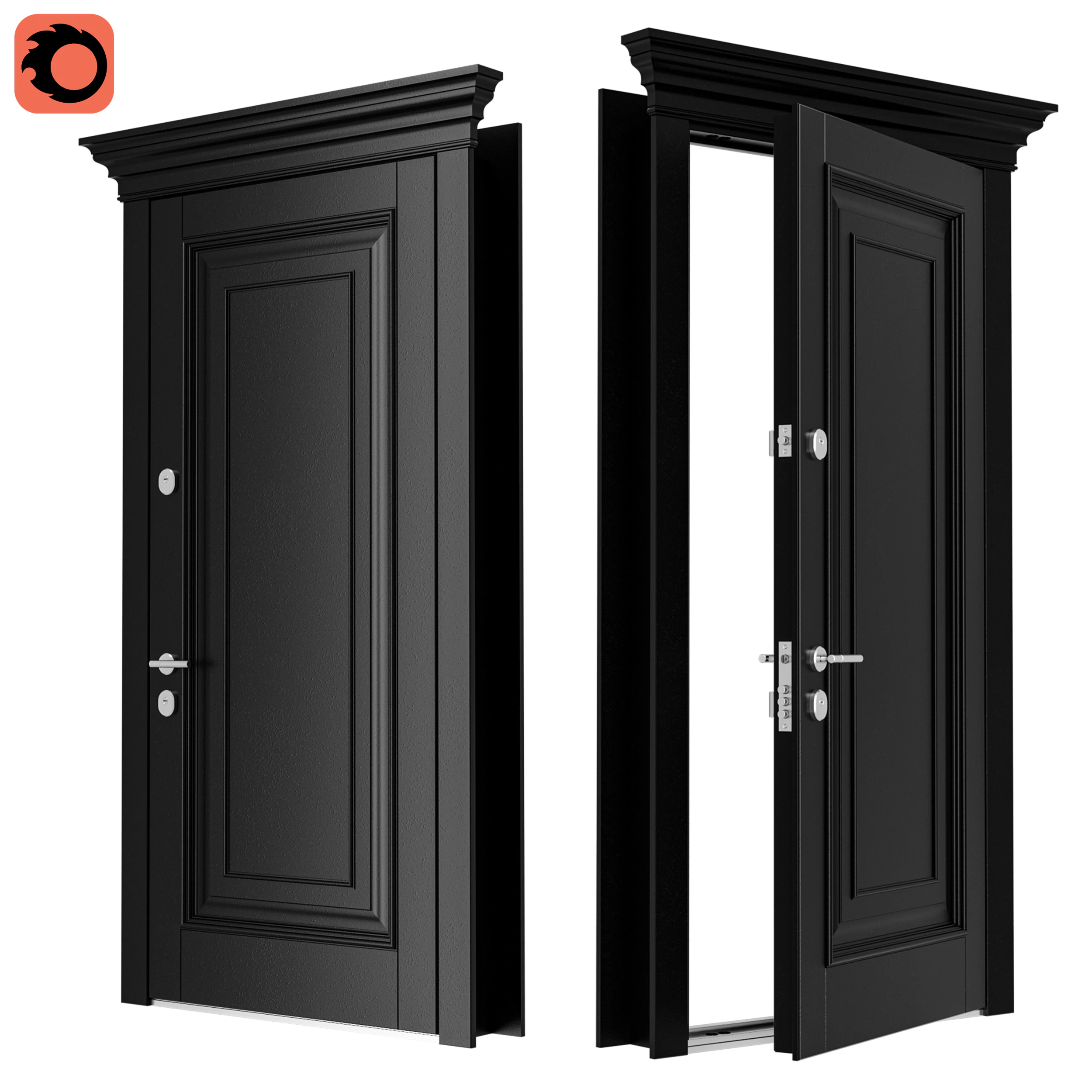 Entrance door set 004 3D Model .c4d .max .obj .3ds .fbx .stl .blend 