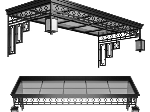 Baldacchino loft nero 006 Modello 3D