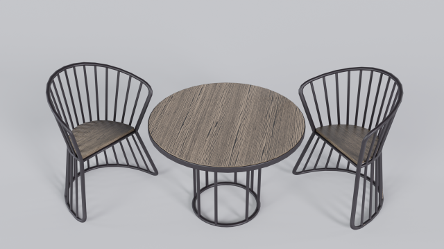 OUTDOOR CHAIRS WITH TABLE 3D-Modell .c4d .max .obj .3ds .fbx .stl .blend 