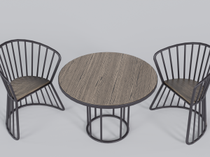OUTDOOR CHAIRS WITH TABLE Model 3D