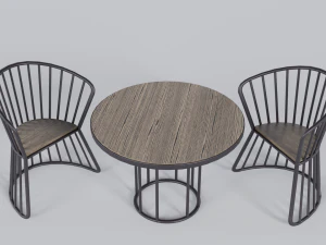 OUTDOOR CHAIRS WITH TABLE 3D Model